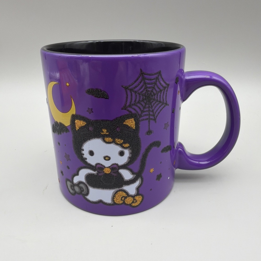 Sanrio Hello Kitty Happy Halloween Glitter Coffee Mug 20 oz. EUC